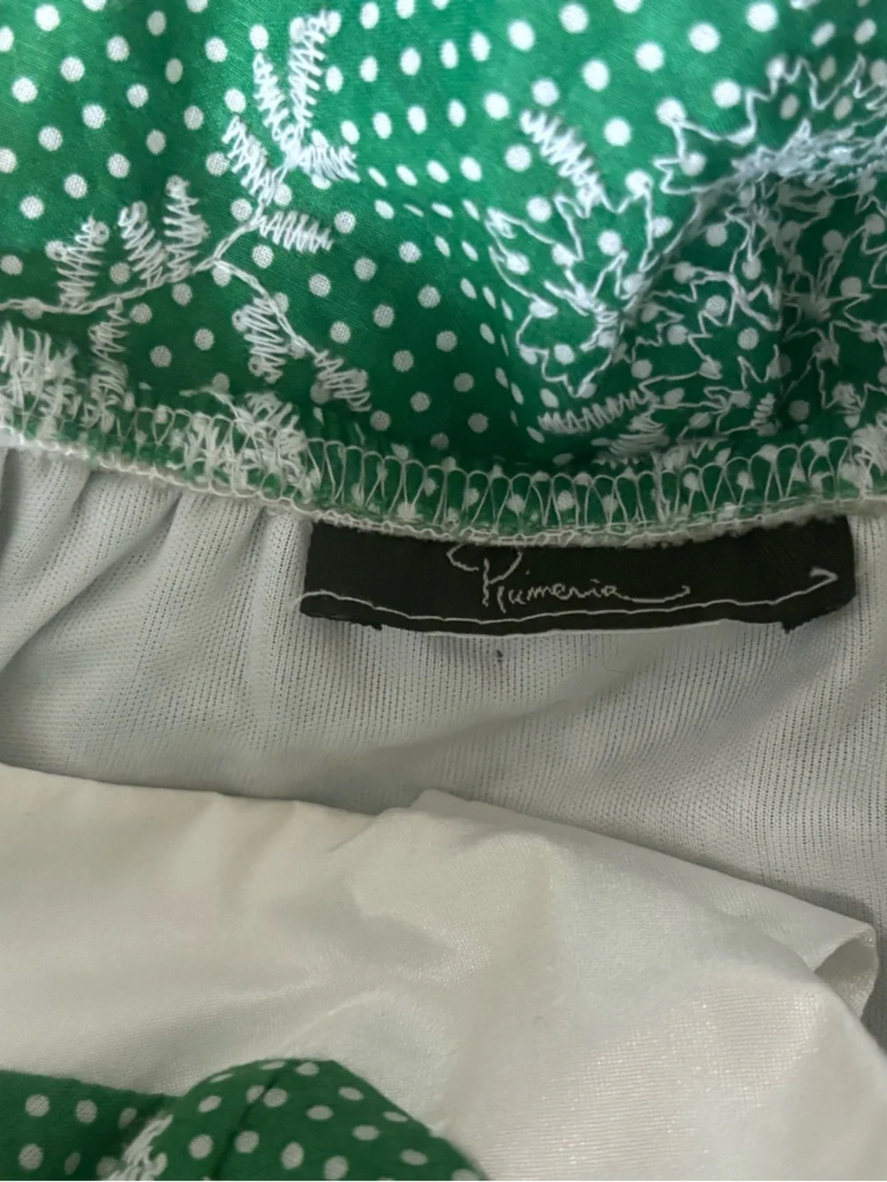 Girls embroidered Whimsy Floral Polka Dot Dress - Green White - Youth M